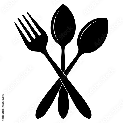 Spoon fork and knife silverware set isolated on white background vector illustration