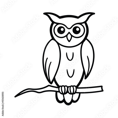 Artistic illustration of a wise owl perched gracefully on a textured tree branch rendered in vibrant cmyk colors with a touch of vintage appeal
