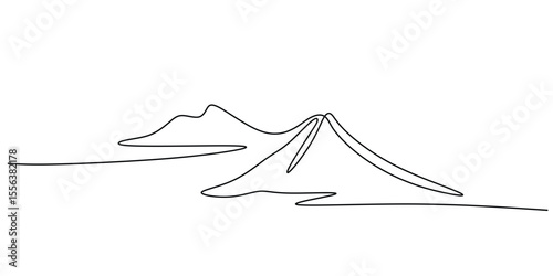Mountain One Line Drawing Representing Achievement and Goals