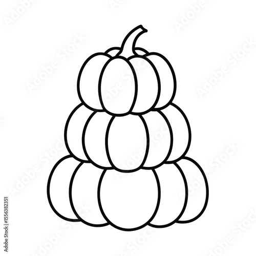 Whimsical illustration of a cheerful plump pumpkin character artfully stacked atop a smaller gourd perfect for autumn celebrations and seasonal designs