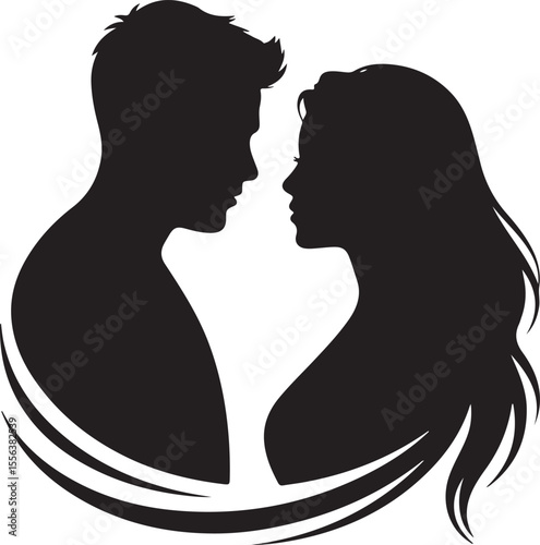 Romantic couple Silhouette vector illustration