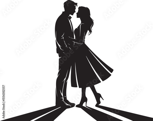 Romantic couple Silhouette vector illustration