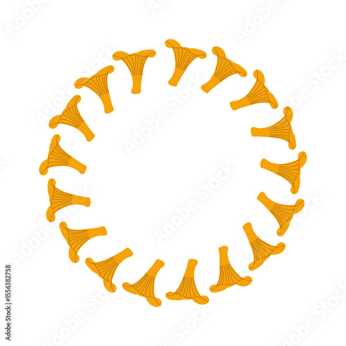 A wreath of chanterelle mushrooms. Botanical illustration. Vector illustration	
