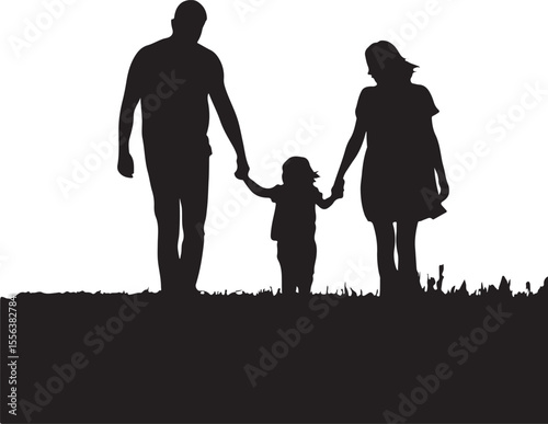 Happy family Silhouette vector illustration