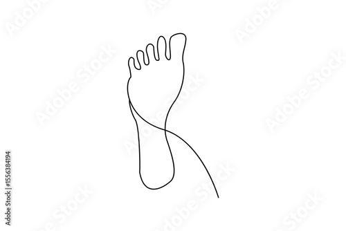 Single line continuous art of a foot sole view