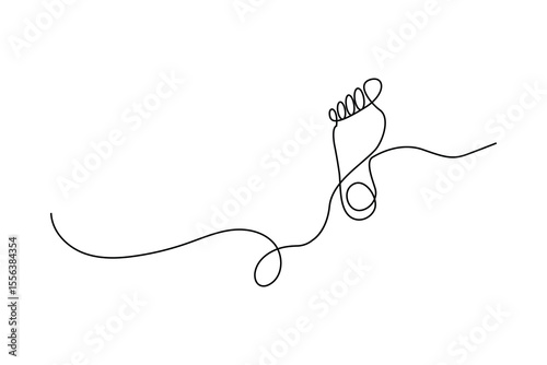Single line continuous art of a foot sole view