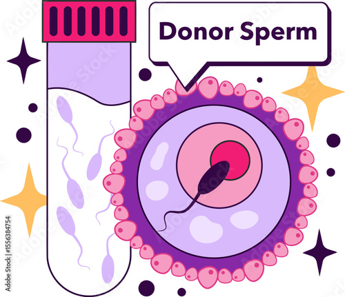 Donor sperm fertility egg fertilization ivf reproduction biology health science medical clinic treatment 100 vector art illustration and png 