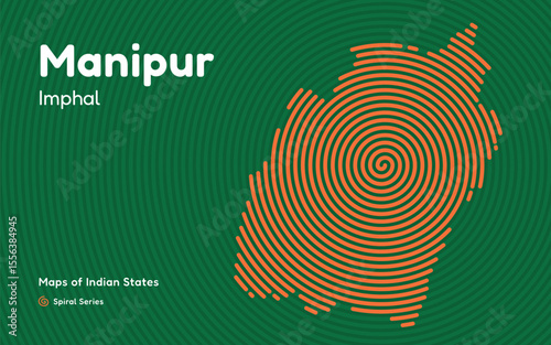 Spiral Vector Map of Manipur with Capital Imphal – Northeastern Indian State Design