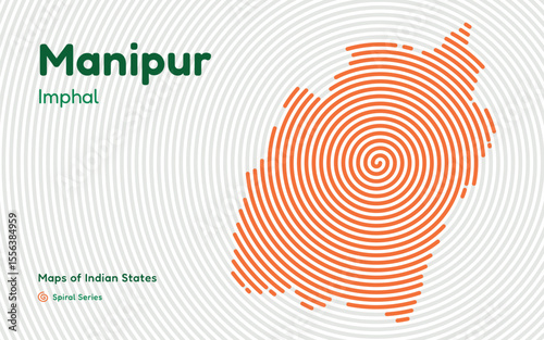 Spiral Vector Map of Manipur with Capital Imphal – Northeastern Indian State Design