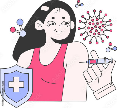 Vaccine injection immunization virus health medical protection coronavirus disease prevention treatment cure shot vector art illustration and png 