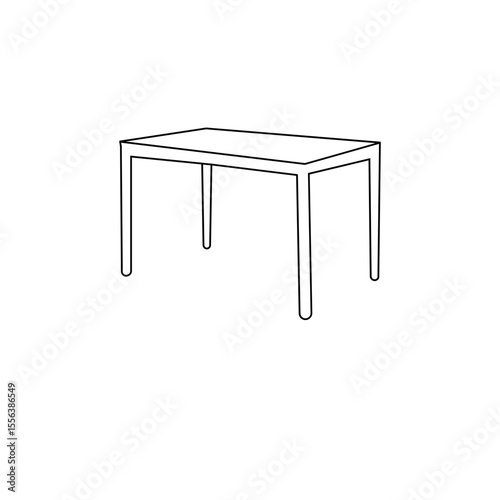 A clean, minimalist line drawing of a rectangular dining table.