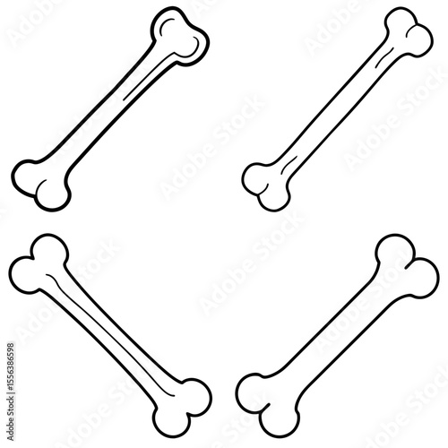Bone Coloring Book Page Line Art Illustration