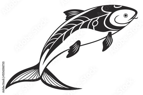 piatinum ogon fish sihouette black vector