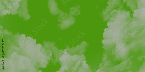 Beautiful cirrus clouds on green sky on a sunny day background texture. Good for Atmosphere Creation. White cloudiness, mist or smog overlay backgrounds. Wide sky and clouds dark tone