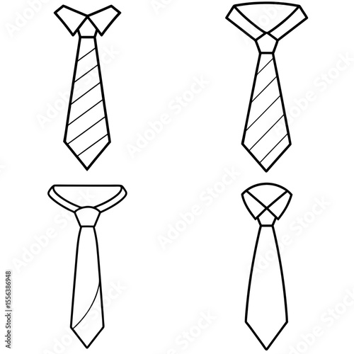 Cartoon Office Tie Coloring Book Page – Hand-Drawn Business Accessory Illustration