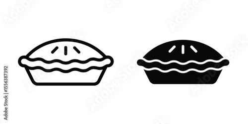 A simple icon design of a pie showing two variations side by side