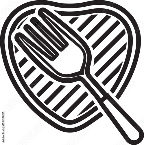 Minimalist steak and fork icon grill food