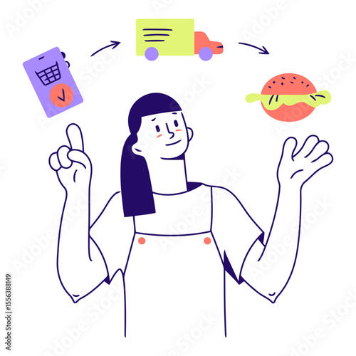 Delivery food order online shopping app fast burger service truck illustration design vector concept vector art illustration and png 