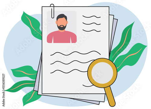 Resume hiring job search recruitment cv application employment career interview hr document review process vector art illustration and png sticker