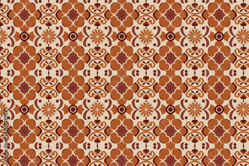 Traditional Ornamental Seamless Pattern with Retro Floral Motif
