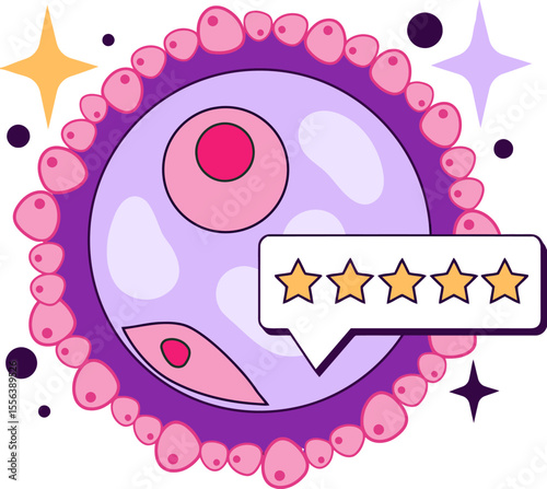Ovum cell biology science medical illustration anatomy health healthcare follicle stars rating system vector art illustration and png 