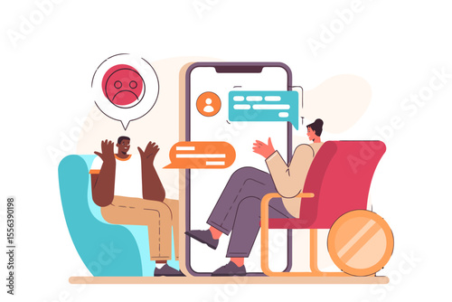 Online therapy counseling mental health support telehealth session virtual psychologist consultation app service vector art illustration and png 