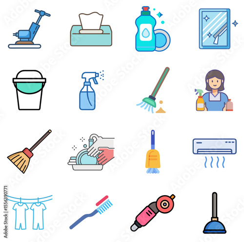 Cleaning Linear Color Icon Set 3