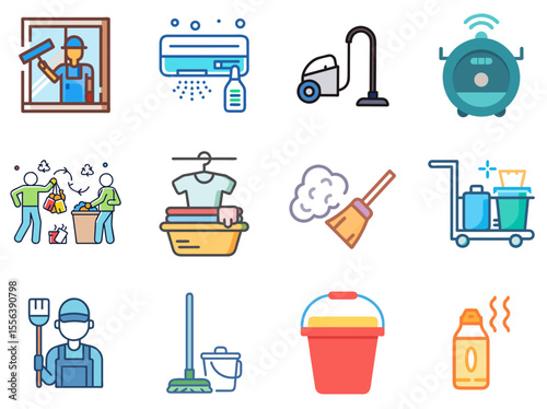 Cleaning Linear Color Icon Set 1