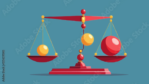 Logic and emotions in balance - pictured as balanced balls on scale that symbolize harmony and equity between Logic and emotions that is good and beneficial., 3d illustration ai generate