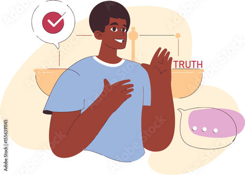 Honesty truth integrity ethics morality justice fairness uprightness rectitude principle virtue rightness vector art illustration and png 