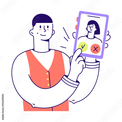 Man dating app online dating match love tinder dating profile swipe right swipe left romance social 100 vector art illustration and png 