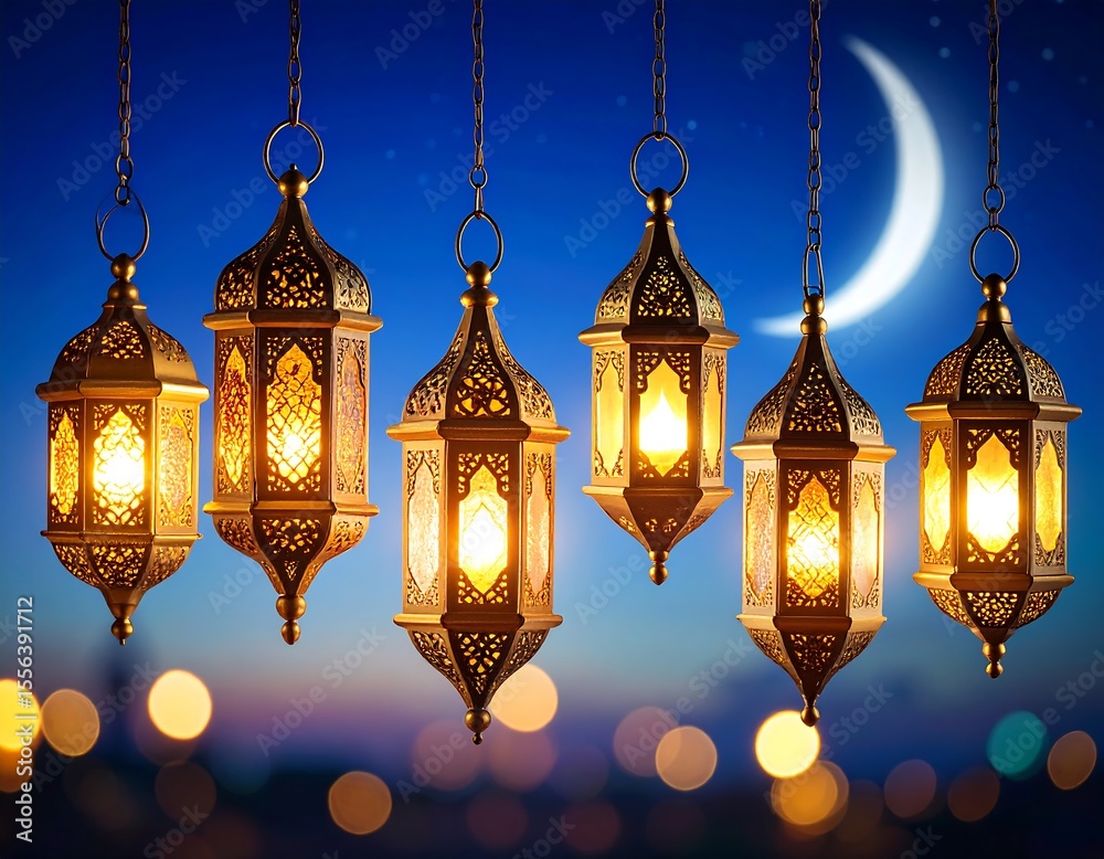 Obraz premium Ornate lanterns against night sky