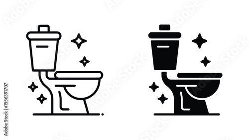 A simple icon illustration of a toilet shown in two variations