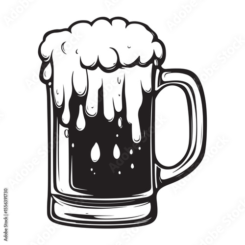 Beer glass silhouette vector icon. Beer glass symbol silhouette vector 
