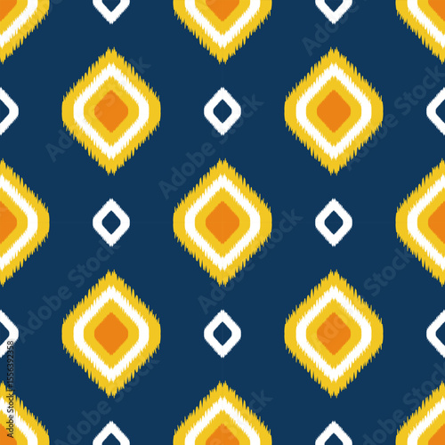 Elegant ikat pattern design textile art digital illustration modern aesthetic close-up view cultural significance