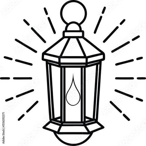 Shining Lantern with Radiant Beams