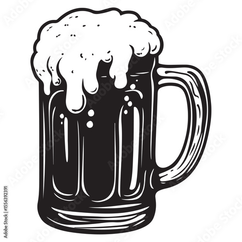 Beer glass silhouette vector icon. Beer glass symbol silhouette vector 