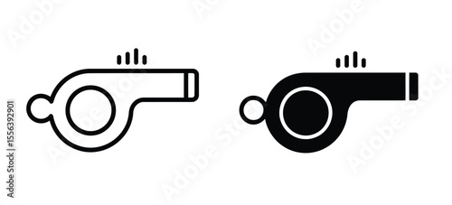 A simple icon illustration of a whistle in two variations side by side