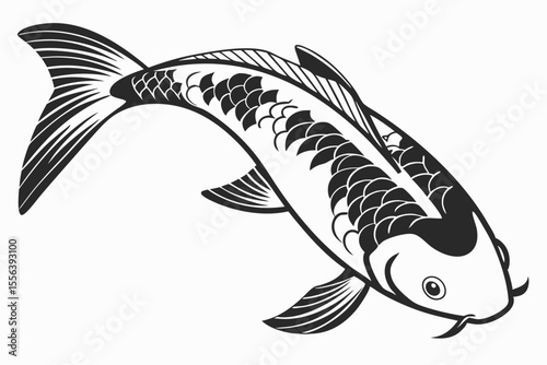ginrin kohaku fish sihouette black vector