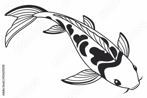 ginrin kohaku fish sihouette black vector
