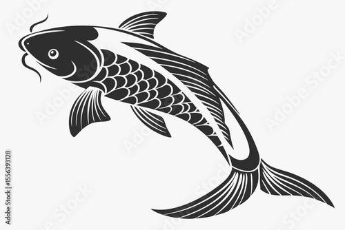 ginrin kohaku fish sihouette black vector