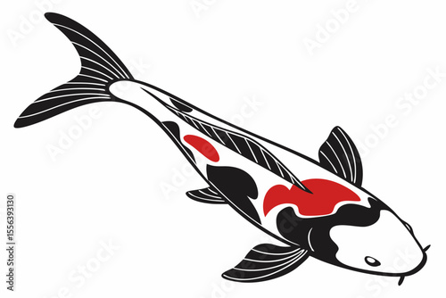 ginrin kohaku fish sihouette black vector