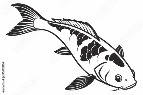 ginrin kohaku fish sihouette black vector