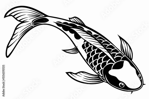 ginrin kohaku fish sihouette black vector