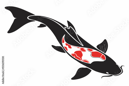 ginrin kohaku fish sihouette black vector