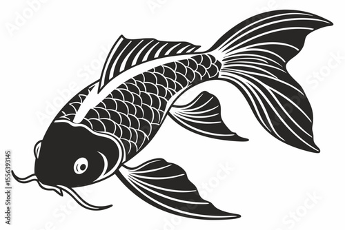 ginrin kohaku fish sihouette black vector