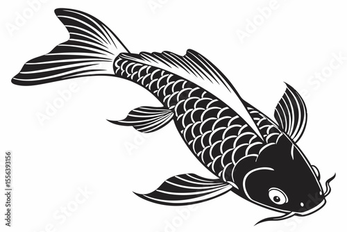 ginrin kohaku fish sihouette black vector