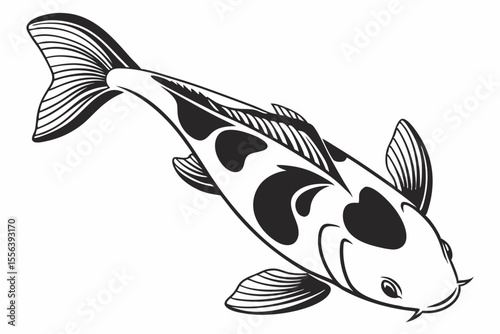ginrin kohaku fish sihouette black vector