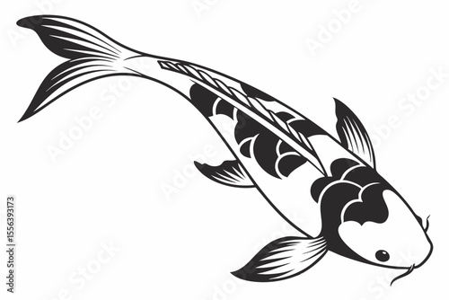ginrin kohaku fish sihouette black vector