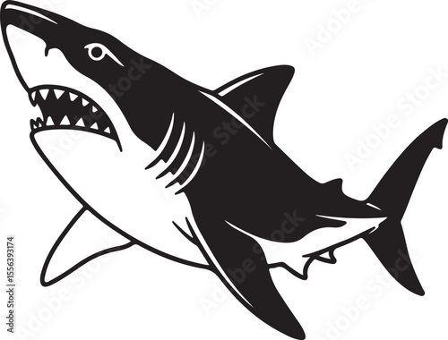 Powerful Great White Shark Illustration Apex Predator Ocean Vector Graphic